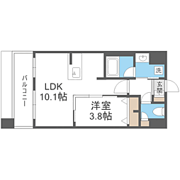 エンクレスト博多EXCEED 1LDKの間取図画像
