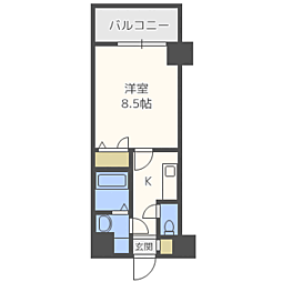 エンクレスト祇園 1Kの間取図画像