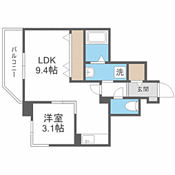 ウインステージ大博通り 1LDKの間取図画像