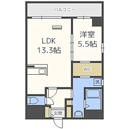 フォレストドルフ天神 1LDKの間取図画像