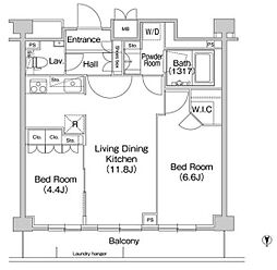 コンフォリア駒場 2階2LDKの間取り