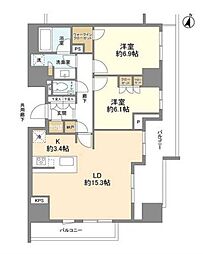 ブランズ本郷 5階2LDKの間取り