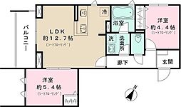 パークサイド宗峯 2階2LDKの間取り