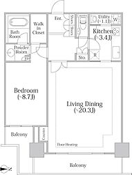 河田町ガーデン クラブフロア 35階1LDKの間取り
