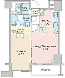 プラウドフラット神楽坂II 8階1LDKの間取り