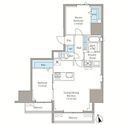 VISTA西早稲田 2階2LDKの間取り