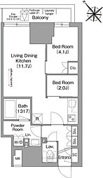 コンフォリア・リヴ東池袋 3階2LDKの間取り