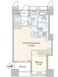 THE CENTER TOKYO 20階1LDKの間取り