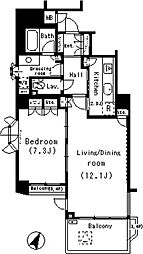 パークアクシス明治神宮前 3階1LDKの間取り