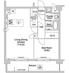 コンフォリア神楽坂 5階1LDKの間取り