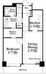 河田町ガーデン4 8階1LDKの間取り