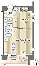 ヴェルデコート西新宿 11階1LDKの間取り