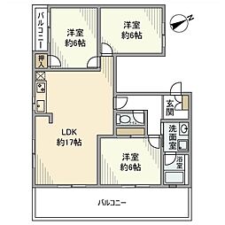 サンヴェール 3階3LDKの間取り