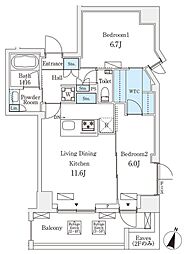 フルハウス飯田橋 2階2LDKの間取り