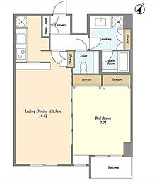 ナーベルお茶の水 1LDKの間取図画像