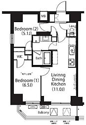 フレンシア文京関口 2LDKの間取図画像