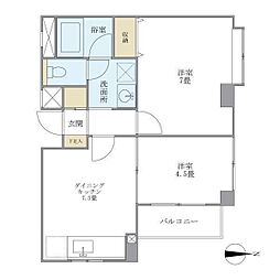 クレールメゾン左門町 2DKの間取図画像