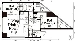 パークキューブ春日安藤坂 2LDKの間取図画像