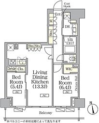 ザ・パークハビオ神楽坂レジデンスSouth 2LDKの間取図画像