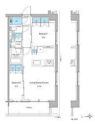 新宿区高田馬場3丁目マンション 2LDKの間取図画像
