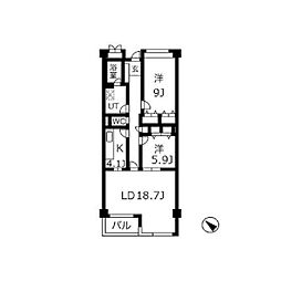 アーバンコート市ヶ谷 2LDKの間取図画像