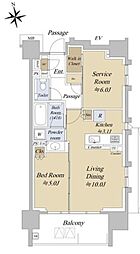 アクシルコート早稲田 1SLDKの間取図画像