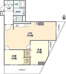 パティオ右近 2LDKの間取図画像