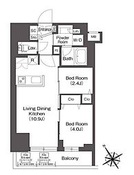 BluRock後楽園 2LDKの間取図画像