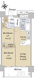 アクシルコート早稲田 2LDKの間取図画像
