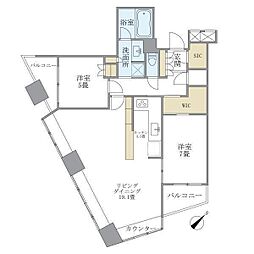 新宿アインスタワー 2LDKの間取図画像