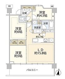 パークシティー高田馬場 3LDKの間取図画像