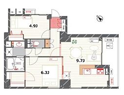 アブレスト動坂 2LDKの間取図画像