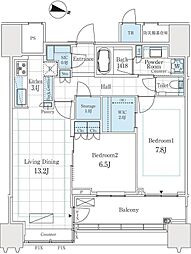 パークコート文京小石川ザタワー 2LDKの間取図画像