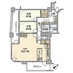 中落合パークホームズ 2LDKの間取図画像