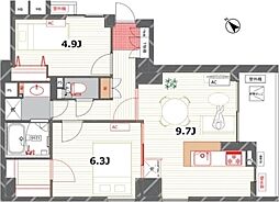アブレスト動坂 2LDKの間取図画像