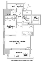 コンフォリア神楽坂DEUX 1LDKの間取図画像