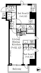 ルフォンプログレ文京湯島 2LDKの間取図画像