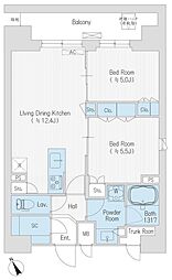 ハレマカニ御苑 2LDKの間取図画像
