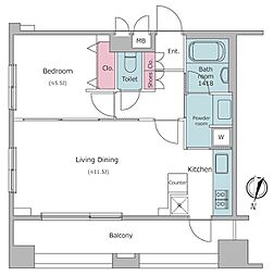レジディア文京音羽2 1LDKの間取図画像