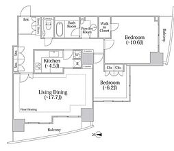 河田町ガーデン1号棟 2LDKの間取図画像