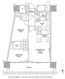 JIYUGAOKA MUSE SQUARE THE RESI 2LDKの間取図画像