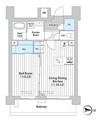 プレール・ドゥーク新宿West 1LDKの間取図画像