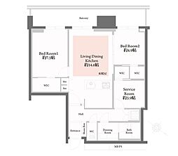 リガーレ日本橋人形町 2SLDKの間取図画像