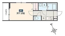 ＭＥＬＤＩＡ是政 2階1Kの間取り