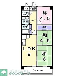 JR八高線 北八王子駅 徒歩17分の賃貸マンション 3階3DKの間取り