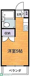 JR南武線 谷保駅 徒歩6分の賃貸アパート 2階ワンルームの間取り