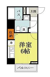 JR中央線 豊田駅 徒歩2分の賃貸マンション 8階ワンルームの間取り