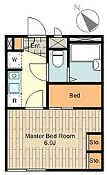 レオパレススアーブ 2階1Kの間取り