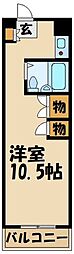 市村第2マンション 2階1Kの間取り