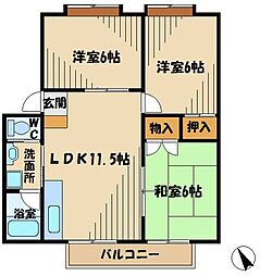 小林ハイツII 1階3LDKの間取り